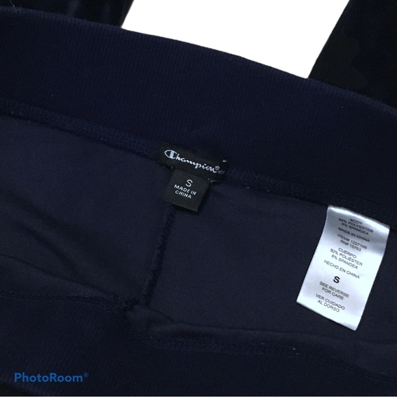 🆕CHAMPION “Elite” Navy Blue Velour Joggers, Size Medium - Picture 9 of 11